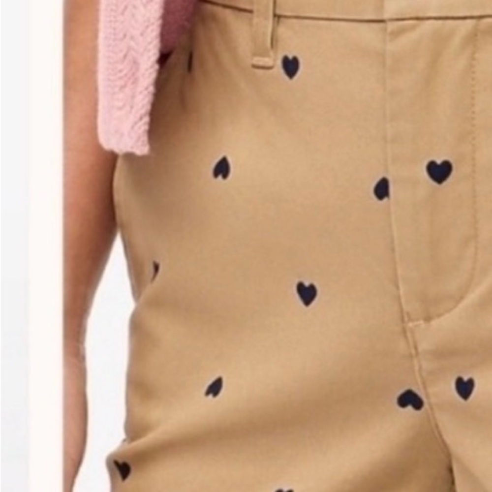J Crew NWT High-Rise Khaki Pants with Blue Hearts